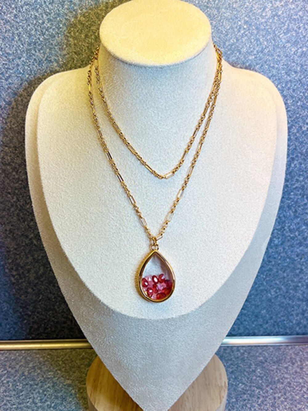 LAUNDRY by Shelli Segal | Teardrop Shaker Pink Tourmaline Crystal Necklace | NW